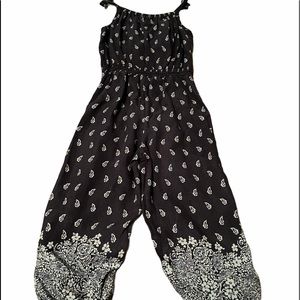 Blue Floral-print jumpsuit